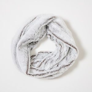 Womens White Brown Faux Fur Infinity Scarf